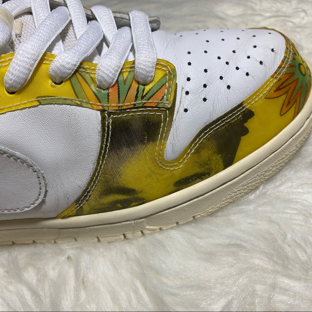 VTG NIKE Dunk Low Pro SB White/Yellow DE LA SOUL 2005 DJ Rectangle pre-owned 10 - Picture 8 of 10